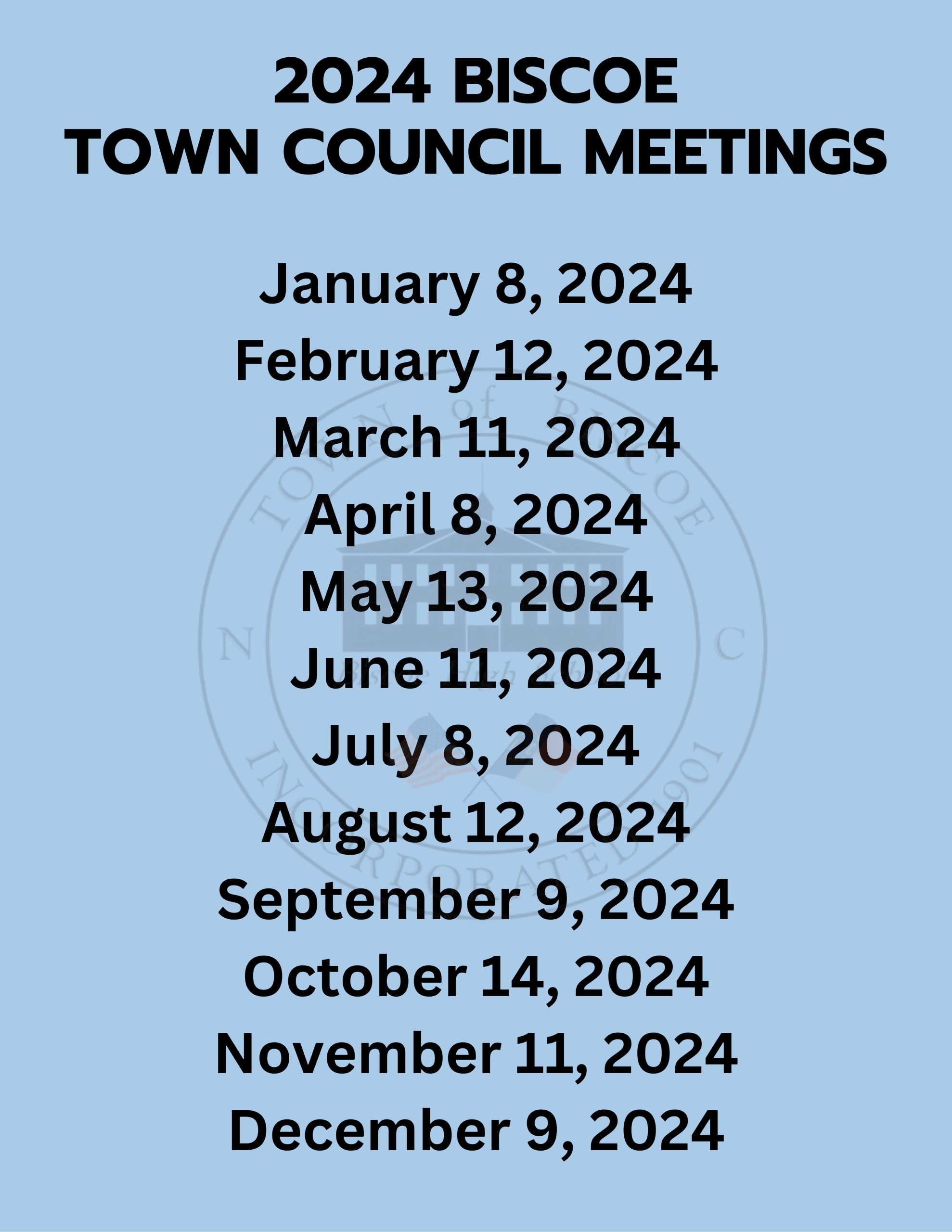 2024 Biscoe Town Council Meetings