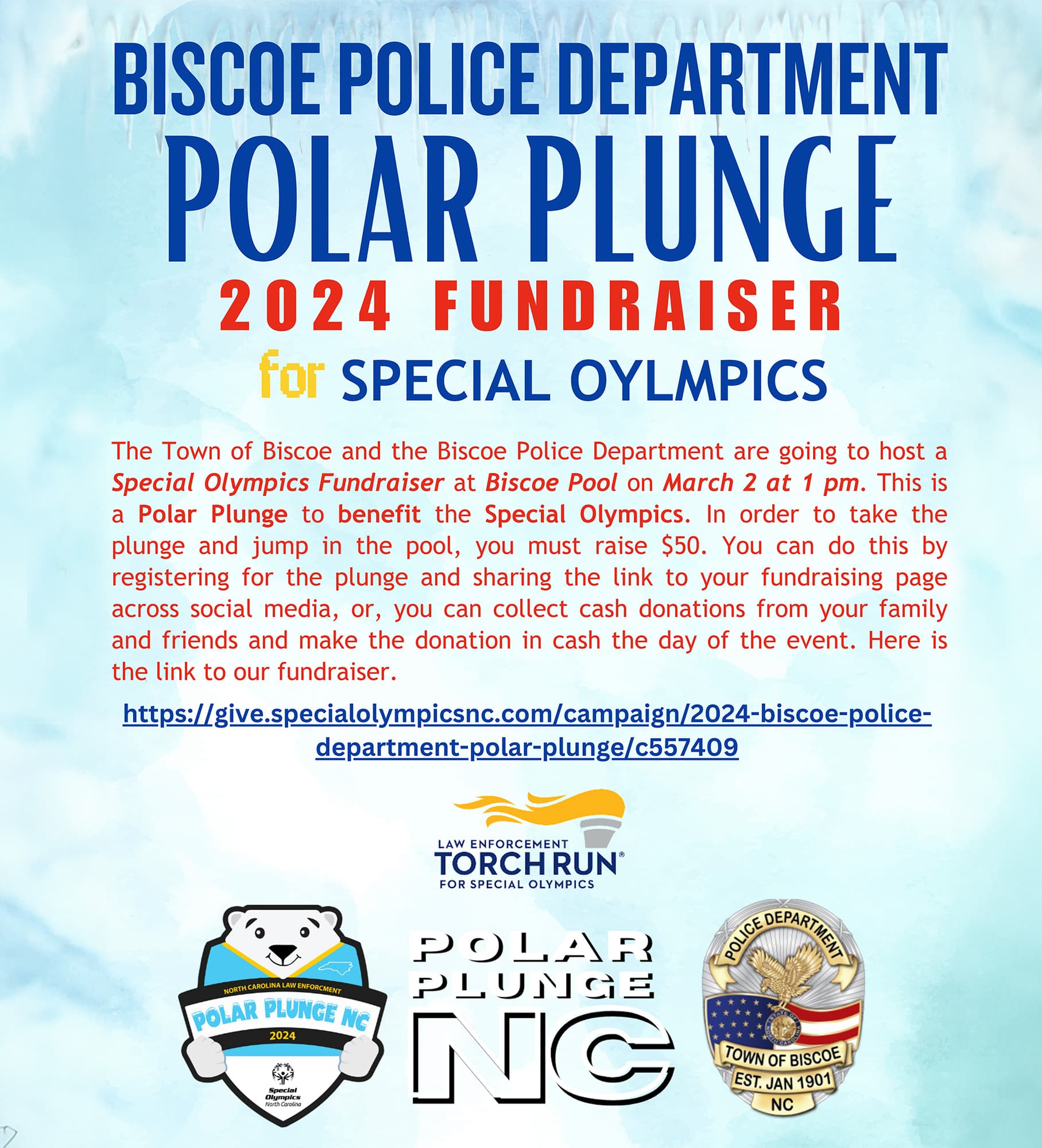 Biscoe Police Department Polar Plunge
